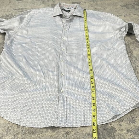 Bugatchi Classic Fit Basket Weave Print Long Sleeve Button Front Shirt Sz XXL - Picture 4 of 10